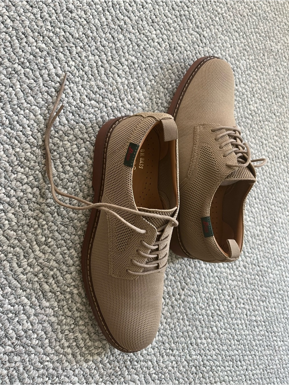 LIKE NEW GH Bass Women’s 10 Denise Knit Derby Oxford Flat Tan Beige - Picture 2 of 6